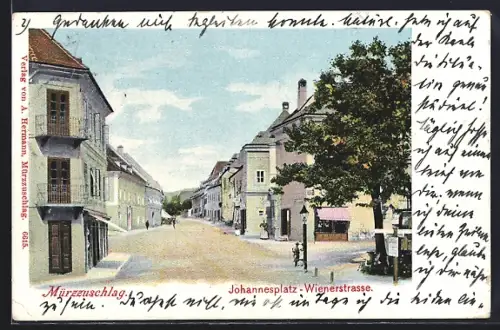 AK Mürzzuschlag, Wienerstrasse und Johannesplatz