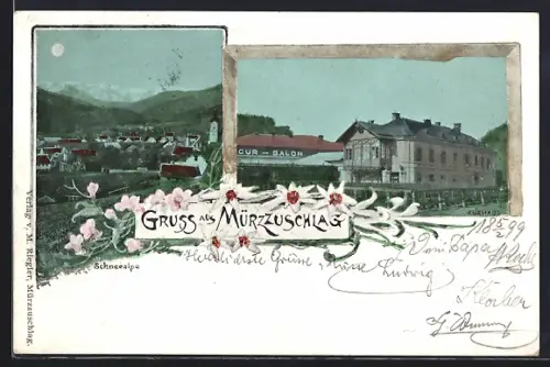 AK Mürzzuschlag, Kurhaus und Cur-Salon, Schneealpe