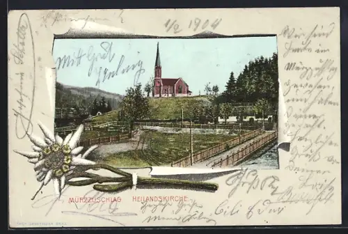 AK Mürzzuschlag, Blick zur Heilandskirche