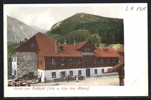 AK Präbichl, Blick auf ein Gasthaus