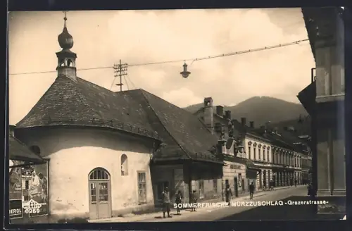 AK Mürzzuschlag, Grazerstrasse mit Arbeitsamt