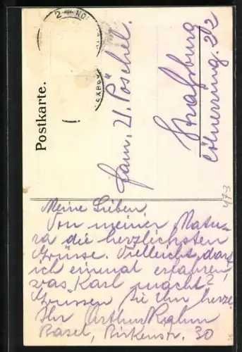 AK Schweiz, Maturität 1914, Denkmal der Zukunft, Mann auf einer Schnecke, Absolvia