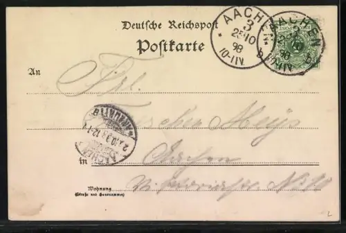 Lithographie Polizist redet mit einem Mann, Japp, hau dich märr an et gohn..