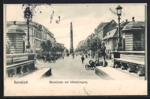 AK Darmstadt, Rheinstrasse, Schlosseingang
