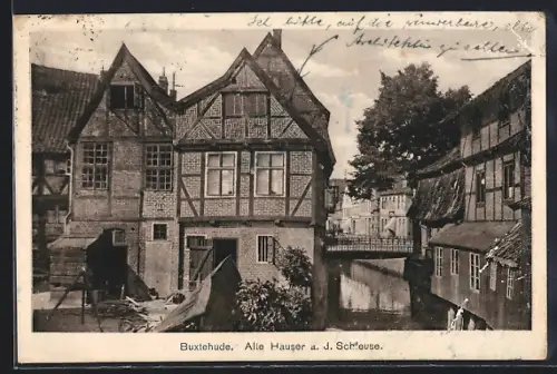 AK Buxtehude, Alte Häuser an der J. Schleuse