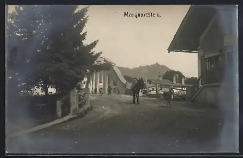AK Marquartstein, Brücke, Strasse, Häuser