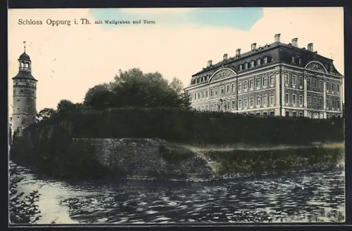AK Oppurg i. Th., Schloss, Wallgraben, Turm