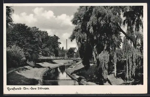 AK Herford, Brücke über die Aa, Uferpromenade