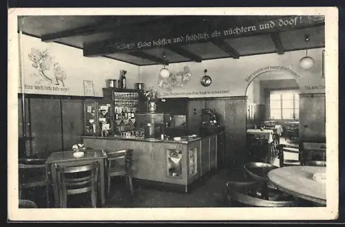 AK Bad Oeynhausen-Dehme, Autohof, Inh. August Deppe, Gastraum, Theke, Wandinschriften
