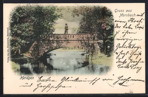 AK Morsbach, Steinbrücke über Fluss, Herdgen