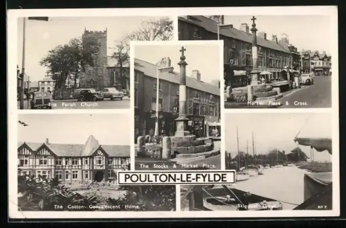AK Poulton-le-Fylde, The Parish Church, Market Place & Cross, The Cotton Convalescent Home