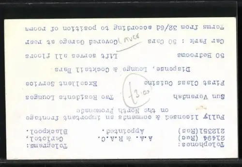 AK Blackpool, The Carlton Hotel, North Shore, Interiors