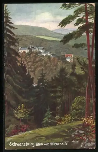 Künstler-AK Schwarzburg, Blick vom Helenensitz
