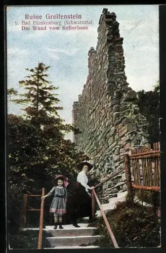 AK Bad Blankenburg /Schwarzatal, Ruine Greifenstein, Wand vom Kelterhaus