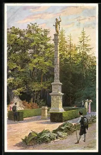 Künstler-AK Saalburg / Taunus, Jupitersäule