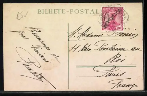 AK Lissabon, Reiterdenkmal und Torbogen-Gebäude