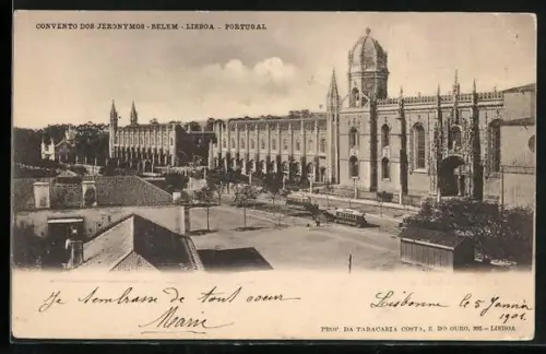 AK Belem /Lisboa, Convento dos Jeronymos, Strassenbahn