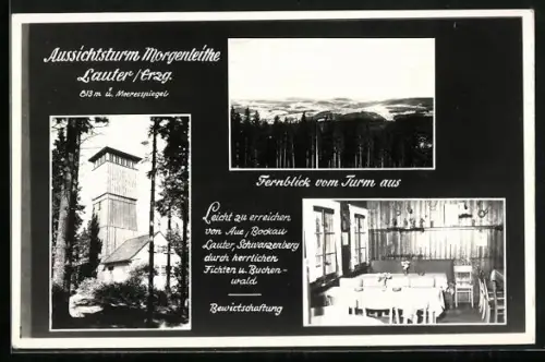 AK Lauter /Erzgeb., Aussichtsturm Morgenleithe, Fernblick, Turmzimmer