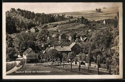 AK Grund / Mohorn, Gasthof Grund R. Helwig mit Hubertusbad