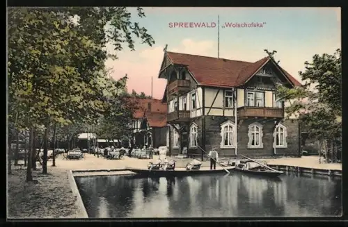 AK Lübbenau /Spreewald, Wotschofska, Gasthaus, Kahnfahrt