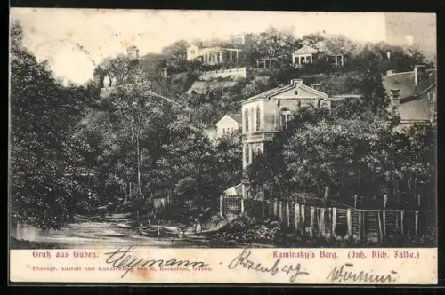 AK Guben, Gaststätte Kaminsky`s Berg, Inh. Rich. Falke