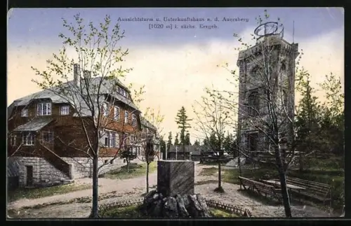 AK Auersberg /sächs. Erzgeb., Aussichtsturm, Unterkunftshaus