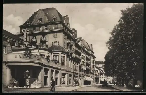 AK Bad Elster, Wettiner Hof, Palais Kaffee, Kino