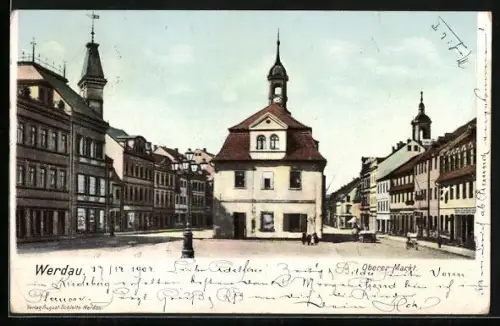 AK Werdau / Sachsen, Oberer Markt, Rathaus