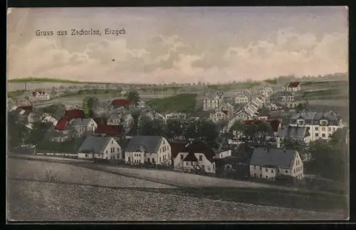 AK Zschorlau /Erzgebirge, Ortsansicht aus der Vogelschau