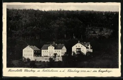 AK Gleesberg /Erzgebirge, Heimstätte Gleesberg u. Köhlerturm