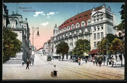 AK Plauen i. V., Bahnhofstrasse