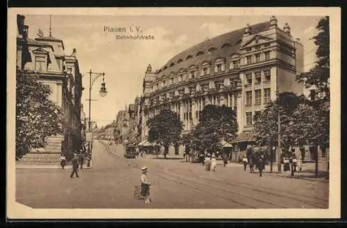 AK Plauen i. V., Bahnhofstrasse
