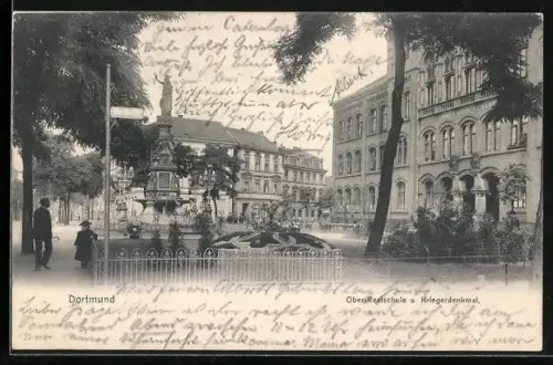 AK Dortmund, Oberrealschule, Kriegerdenkmal