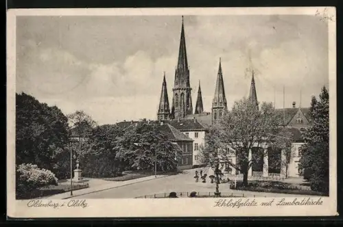 AK Oldenburg i. Oldbg., Schlossplatz, Lambertkirche