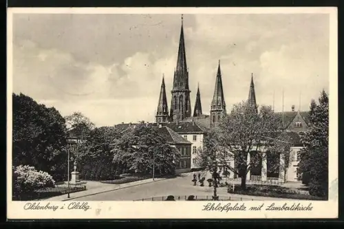 AK Oldenburg i. Oldbg., Schlossplatz, Lambertikirche