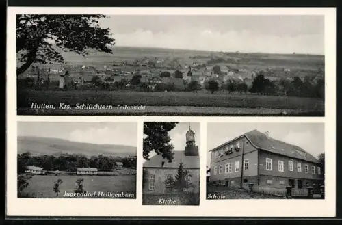 AK Hutten /Schlüchtern, Teilansicht, Jugenddorf Heiligenborn, Kirche, Schule