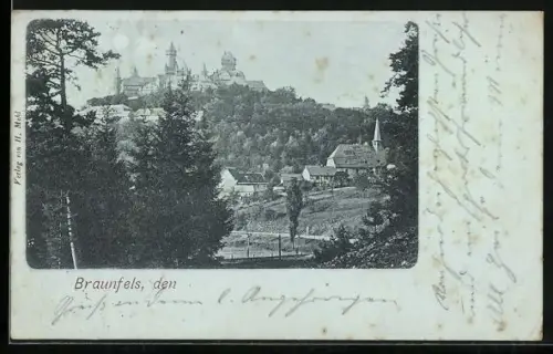 Mondschein-AK Braunfels, Schloss und Ortsansicht