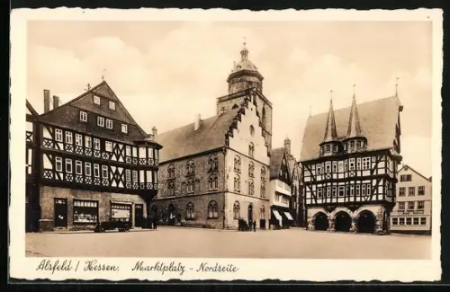 AK Alsfeld /Hessen, Marktplatz, Nordseite