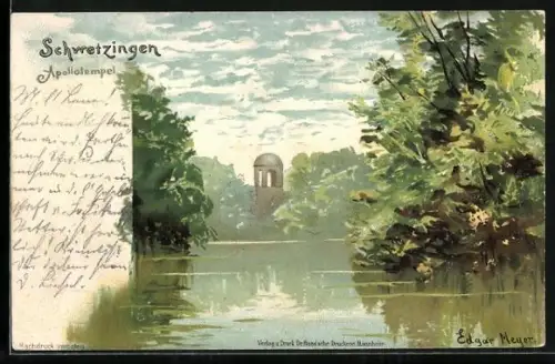 Lithographie Schwetzingen, Apollotempel
