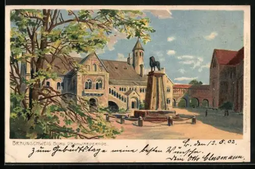 Lithographie Braunschweig, Burg Dankwarderode