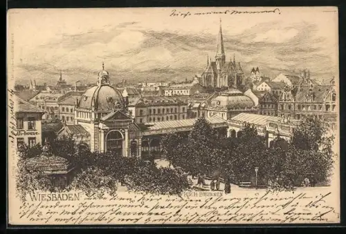 Lithographie Wiesbaden, Kochbrunnen