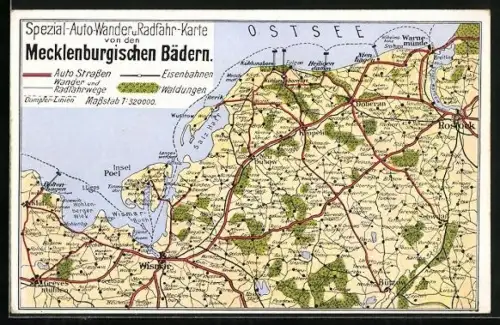 AK Wismar /Mecklenburg, Spezial Auto-, Wander- und Radfahrkarte miz Bädern an der Ostsee