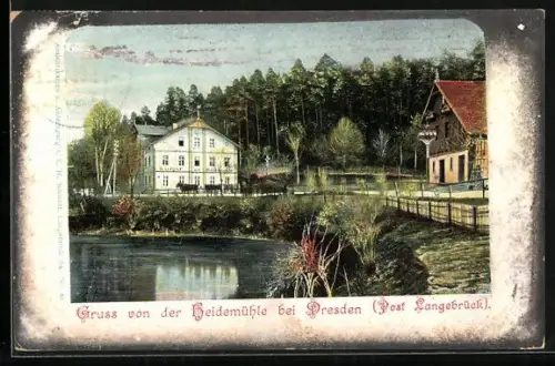 AK Langebrück bei Dresden, Gasthof zur Heidemühle