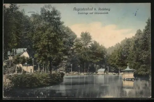 AK Augustusbad b. Radeberg, Eremitage und Schwanenteich