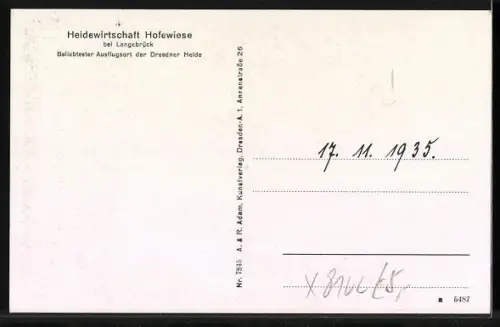 AK Langebrück /Dresdner Heide, Gastwirtschaft Hofewiese