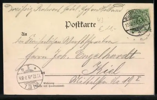 AK Ruhrort, Platz mit Denkmal und umliegenden Gebäuden