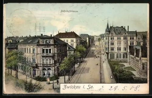 AK Zwickau i. Sa., Bahnhofstrasse
