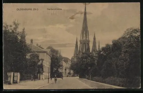 AK Oldenburg /Gr., Gartenstrasse, Kirche