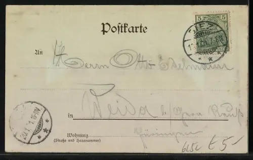 Mondschein-AK Laubach / Hessen, Gräfliches Schloss