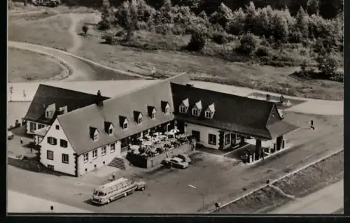 AK Reinhardshain /Giessen, Autobahn-Rasthaus und Hotel Reinhardshain, Fliegeraufnahme